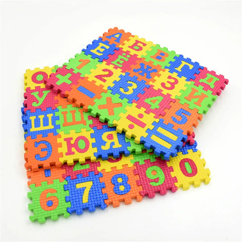 Russian Alphabet Colorful Foam Learning Puzzle Mat - Numbers and Letters for Kids