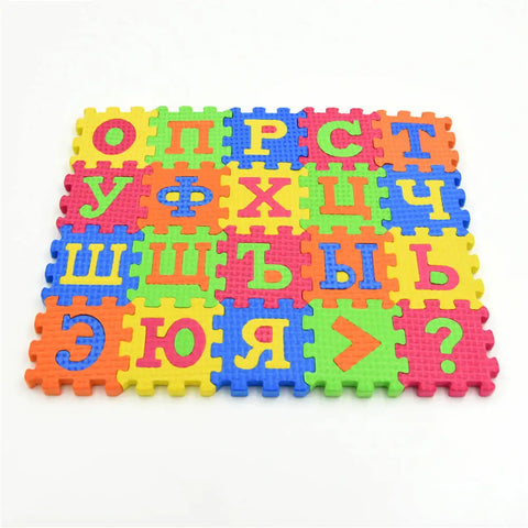 Russian Alphabet Colorful Foam Learning Puzzle Mat - Numbers and Letters for Kids