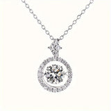 S925 Sterling Silver Jumping Heart 0.8 Carat Moissanite Pendant