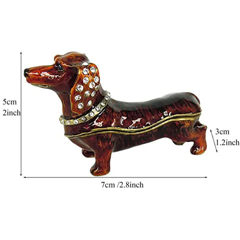 Luxury Handcrafted Dachshund Dog Jewelry Box with Crystals Accents