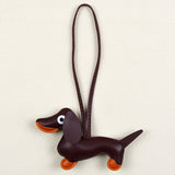 Adorable PU Leather Dachshund Bag Charm / Keychain