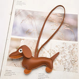 Adorable PU Leather Dachshund Bag Charm / Keychain