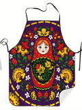 Vibrant Matryoshka Doll Kitchen Apron - Russian Folk Art Design
