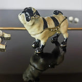 Luxury Handcrafted Pug Dog Jewelry Box with Crystal Highlights