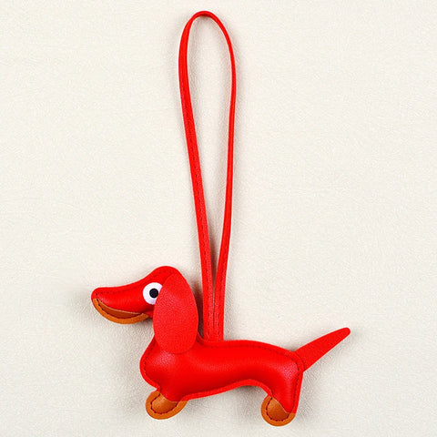 Adorable PU Leather Dachshund Bag Charm / Keychain