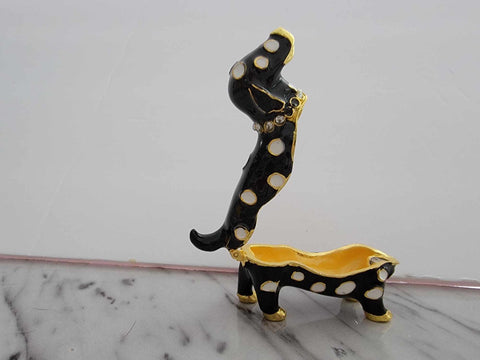 Luxury Handcrafted Dachshund Dog Spotted Jewelry Box with Crystal Accents