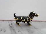Luxury Handcrafted Dachshund Dog Spotted Jewelry Box with Crystal Accents