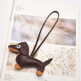 Adorable PU Leather Dachshund Bag Charm / Keychain