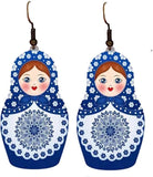 Exquisitely handcrafted in Slavic style unique Matryoshka doll earrings