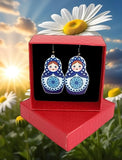 Exquisitely handcrafted in Slavic style unique Matryoshka doll earrings