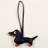 Adorable PU Leather Dachshund Bag Charm / Keychain