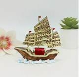 Luxury Handcrafted Sailboat Ship Jewelry Box with Crystal Accents