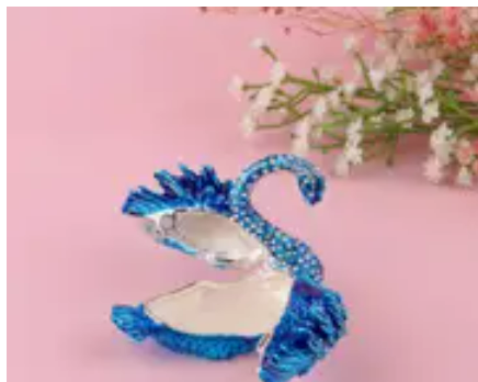 Luxury Handcrafted Blue Swan Jewelry Box with Crystal Accents