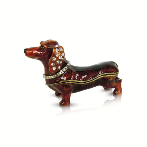 Luxury Handcrafted Dachshund Dog Jewelry Box with Crystals Accents