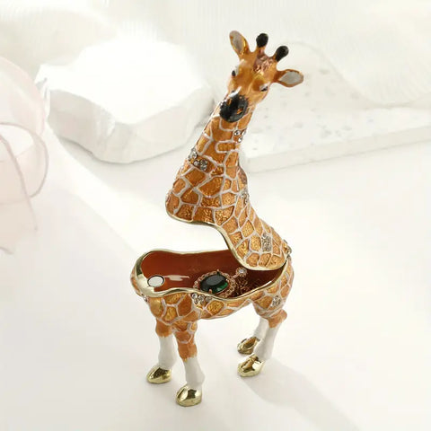 Luxury Handcrafted Giraffe Jewelry Box with Crystal Accents