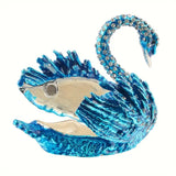 Luxury Handcrafted Blue Swan Jewelry Box with Crystal Accents