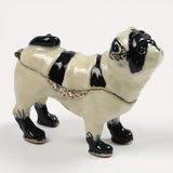 Luxury Handcrafted Pug Dog Jewelry Box with Crystal Highlights
