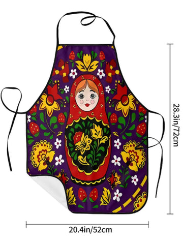 Vibrant Matryoshka Doll Kitchen Apron - Russian Folk Art Design